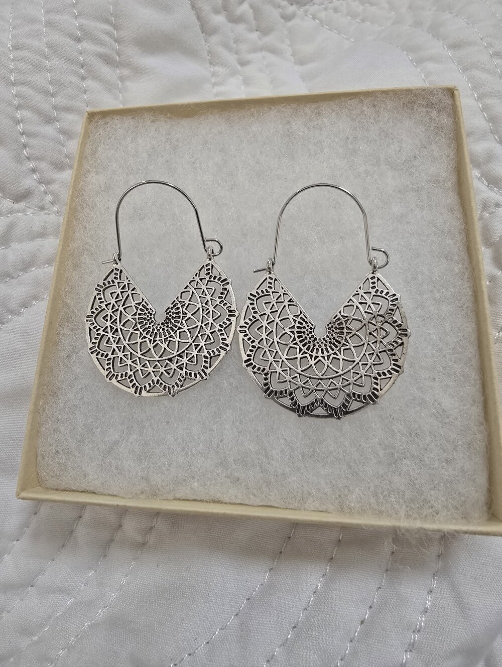Intricate Silver Filigree Hoop Earrings - Women Jewelry
